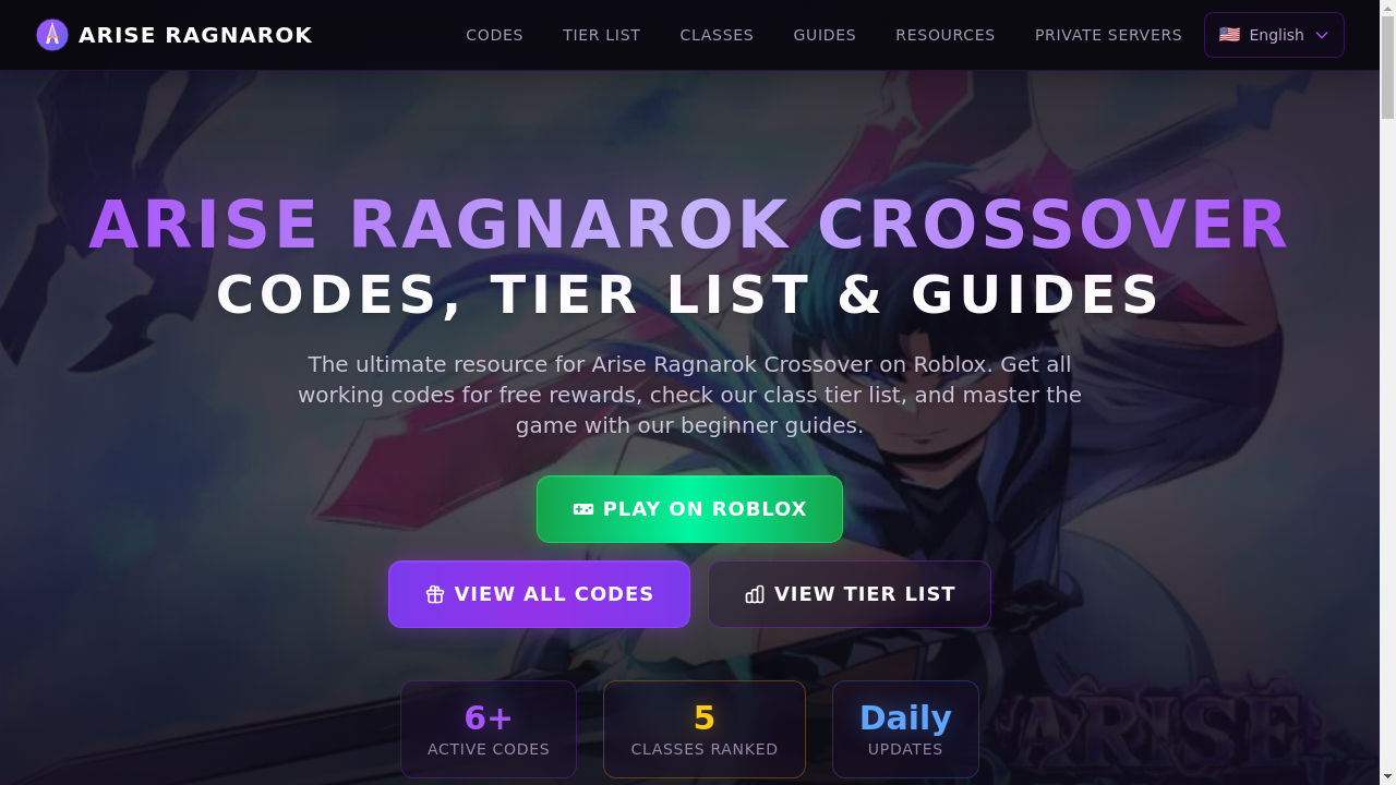 Arise Ragnarok Codes & Tier List Hub