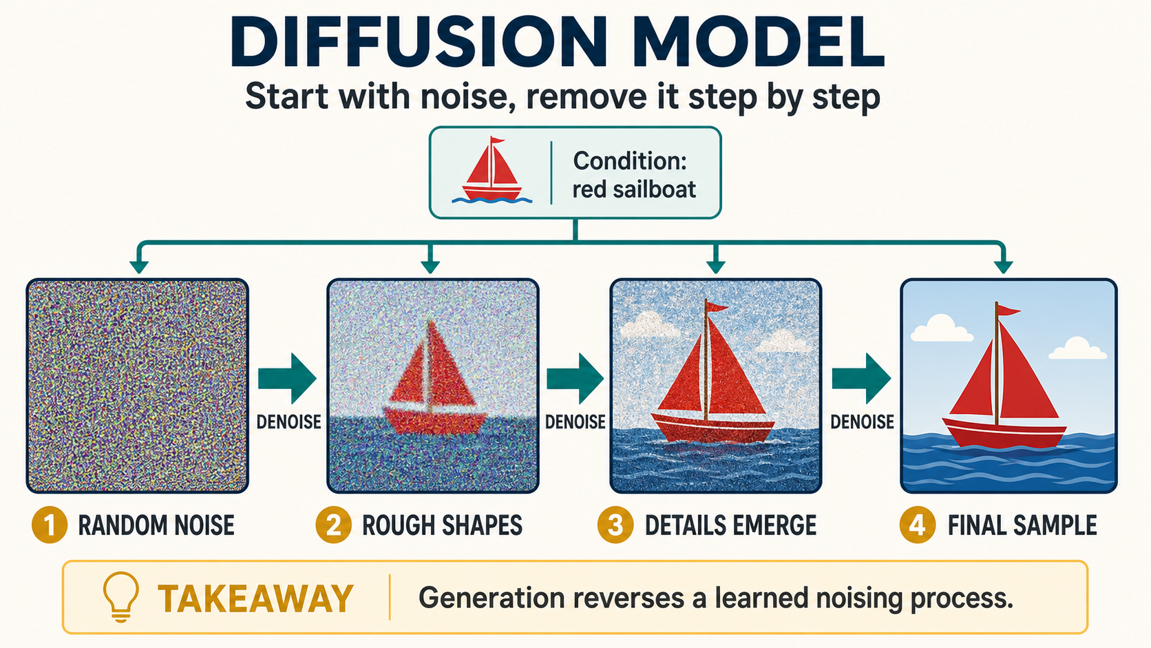 Diffusion Models: How AI Generates Images from Noise concept diagram