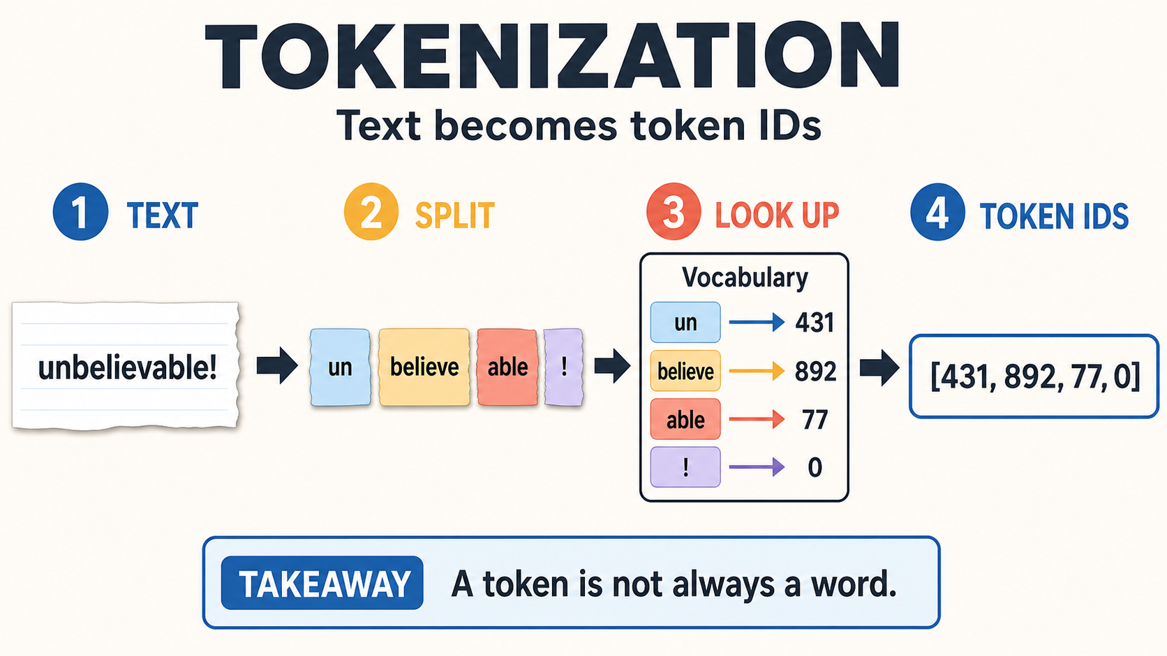 Tokenization: How AI Models Break Text into Tokens concept diagram